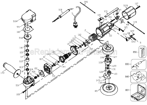 Page A Diagram and Parts List for 7336 Type 1 Porter Cable Sander Polisher